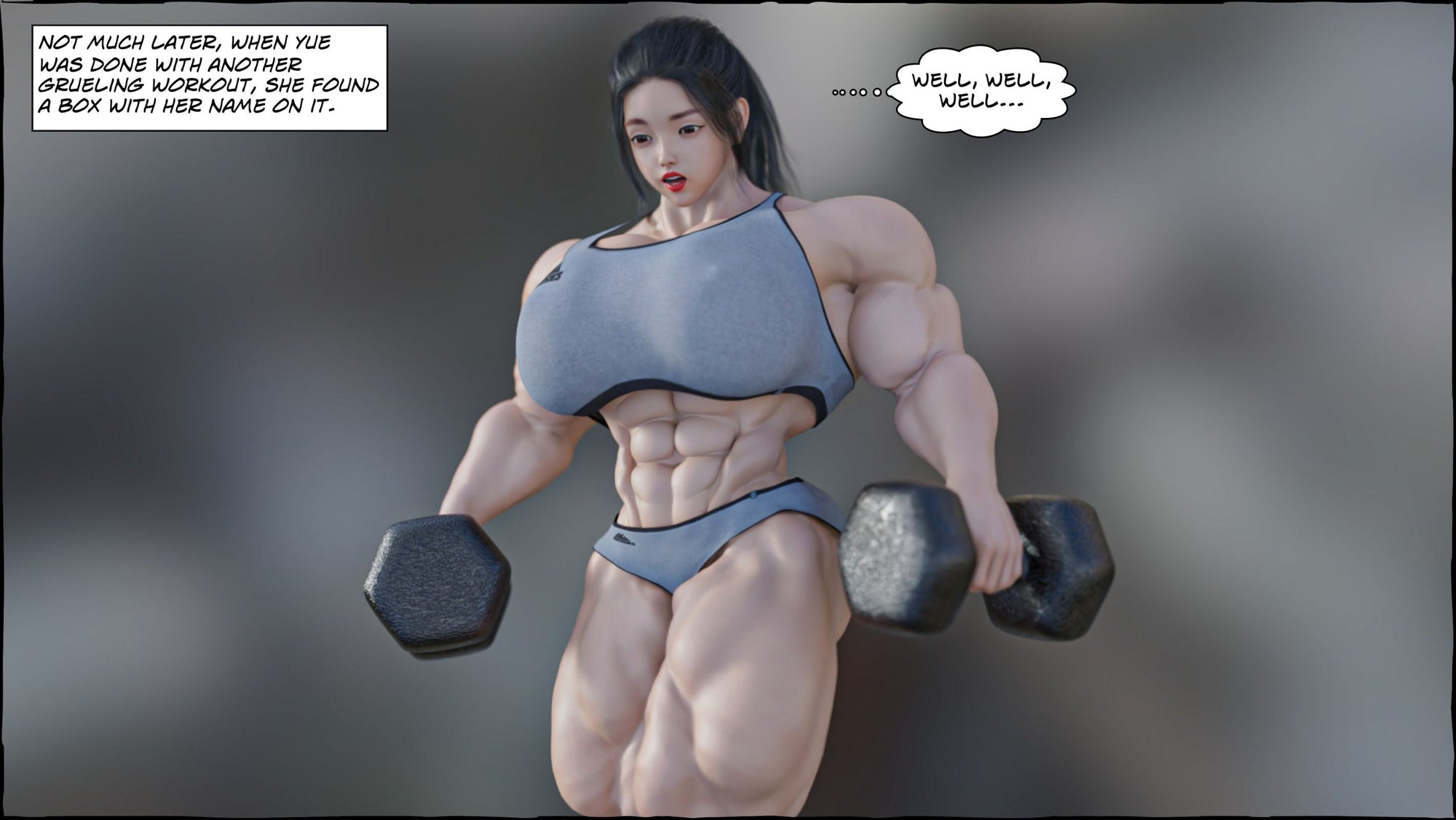 big female bodybuilder working out