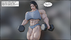 big female bodybuilder working out