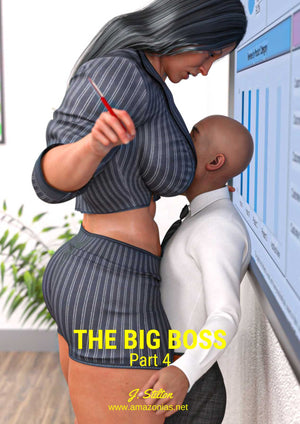 huge female boss smothering CEO